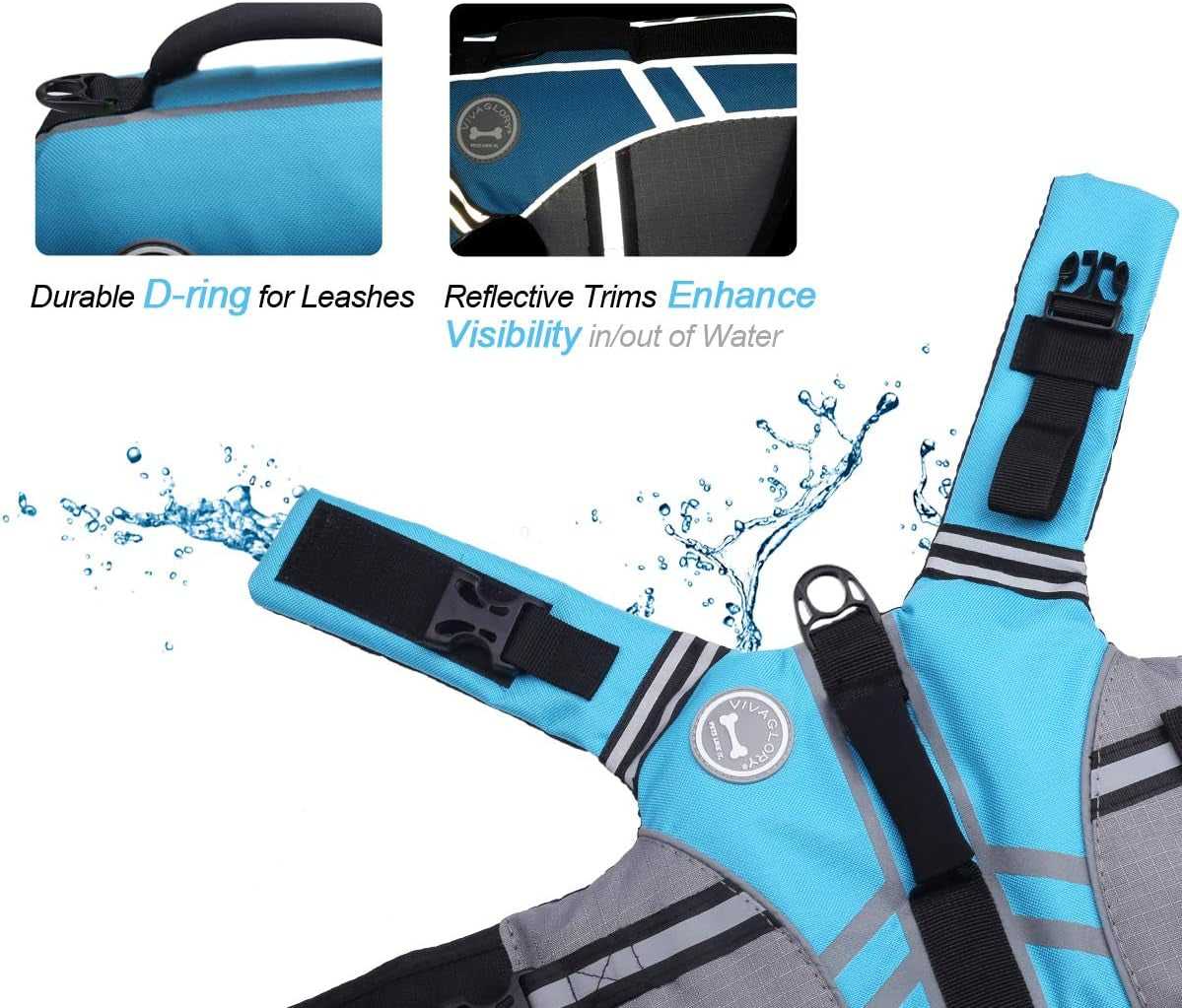 Sports Style Dog Life Vest, Dog Life Jacket for Swimming & Boating, Ripstop & Buoyancy for Puppy Doggy, Lifejacket with Handle, XS, Blue