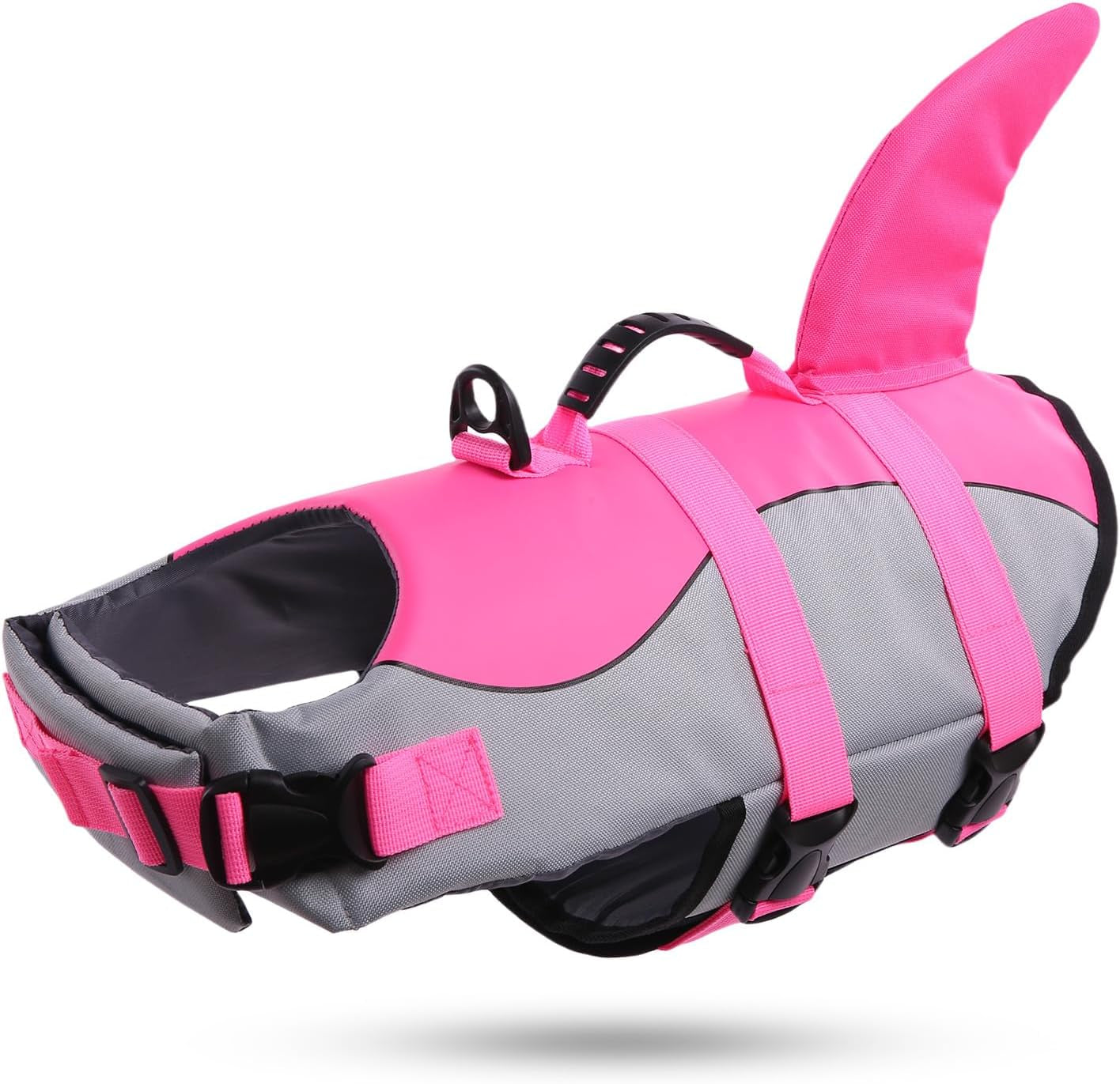 Dog Life Jacket - Pet Safety Vest for Swimming & Boating, Shark Life Jacket with Floatation, Dog Lifesavers Swimsuits for Small Medium Large Dogs (Pink, L)