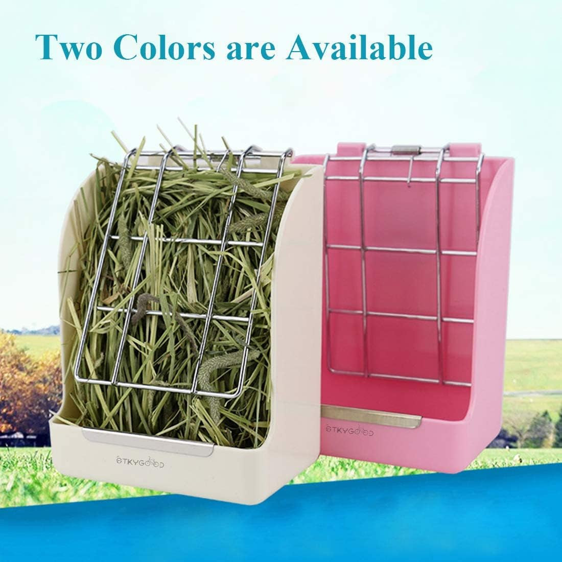 Rabbit Feeder Bunny Guinea Pig Hay Feeder, Hay Guinea Pig Hay Feeder, Chinchilla Plastic Food Bowl (Pink)