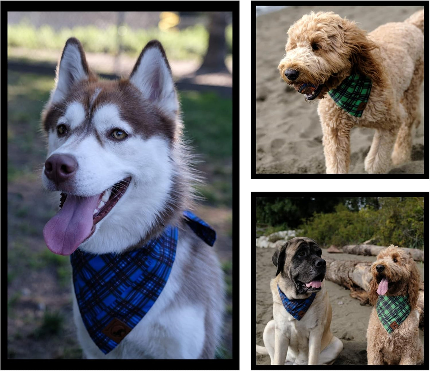 Dog Bandanas with Poop Bags Pocket - Dog Bandanas Large. 4-Pack Dog Bandanas, Includes 1 Reflective Dog Scarf. Reversible Bandanas for Dogs. Eliminate Poop Bag Holder