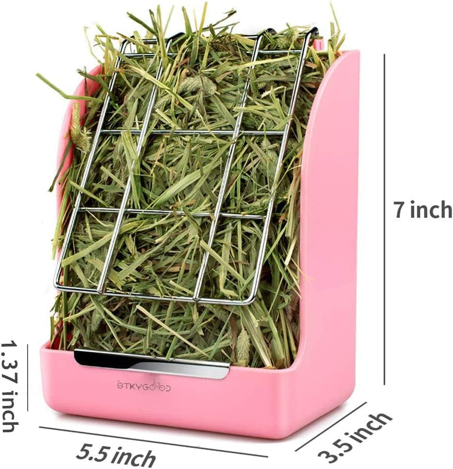 Rabbit Feeder Bunny Guinea Pig Hay Feeder, Hay Guinea Pig Hay Feeder, Chinchilla Plastic Food Bowl (Pink)