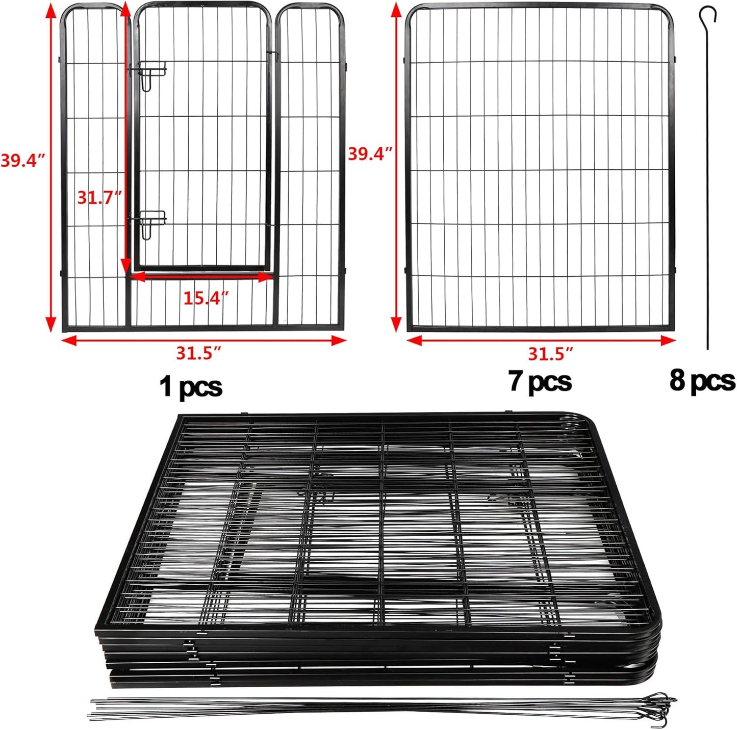 Dog Fences for the Yard, Camping, Dog Pens Outdoor, Dog Pen Indoor, 8 Panels Dog Playpen for Small/Medium/Dogs, 40 Inch Height Pet Exercise Pen for Rabbit/Puppy/Small Animals