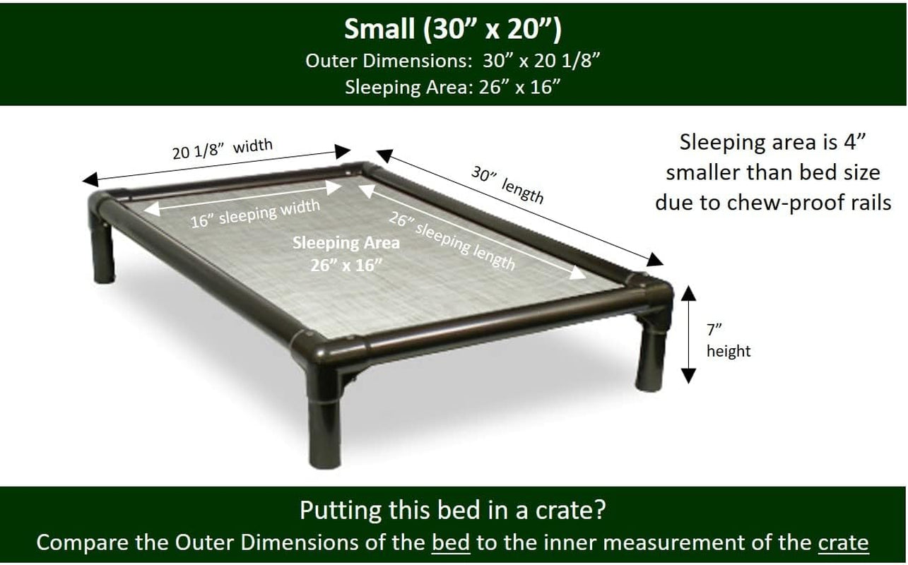 Chewproof Dog Bed - Walnut PVC - 30" X 20" - Sunsure Textilene - Birch