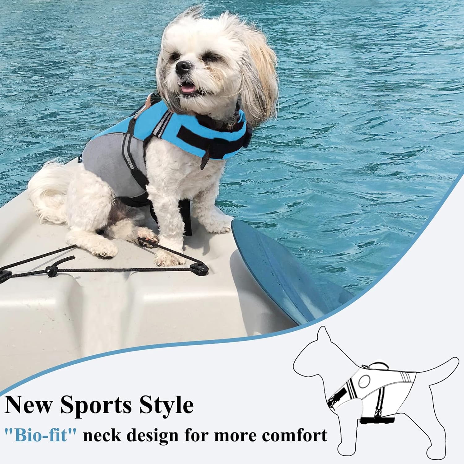 Sports Style Dog Life Vest, Dog Life Jacket for Swimming & Boating, Ripstop & Buoyancy for Puppy Doggy, Lifejacket with Handle, XS, Blue