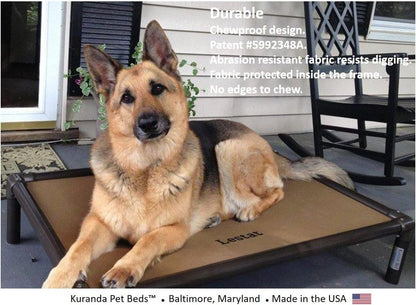 Chewproof Dog Bed - Walnut PVC - 30" X 20" - Sunsure Textilene - Birch