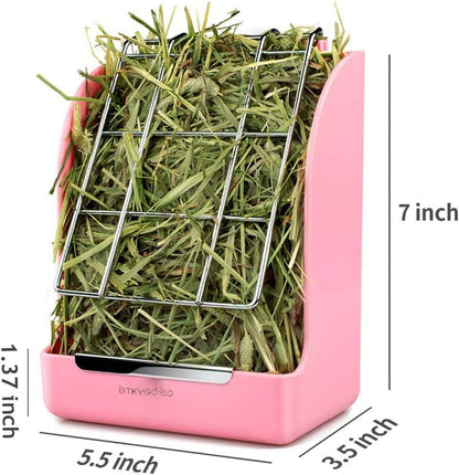 Rabbit Feeder Bunny Guinea Pig Hay Feeder, Hay Guinea Pig Hay Feeder, Chinchilla Plastic Food Bowl (Pink)
