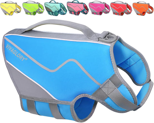Neoprene Dog Life Vest, Dog Life Jacket for Swimming & Boating, Lightweight & Buoyancy for Puppy Doggy, Swimming Vest with Handle, XS, Blue