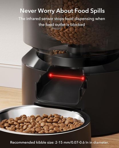Automatic Cat Feeder Dog Food Dispenser Auto Timer Pet Feeding Tray, Low Food & Motion & Sound Alerts, 4L Basic