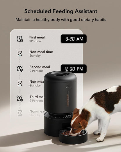 Automatic Cat Feeder Dog Food Dispenser Auto Timer Pet Feeding Tray, Low Food & Motion & Sound Alerts, 4L Basic