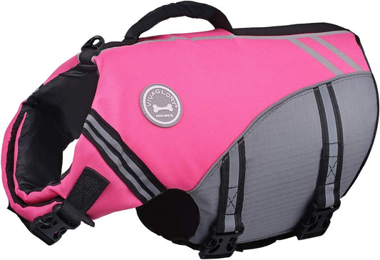 Sports Style Dog Life Jacket with Adjustable & Durable, Extra Flotation Swim Life Vest with Secure Fastening System for Medium Dogs, Pink